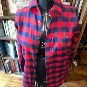 Hanna Andersson cozy checkered flannel 14-16 button top
